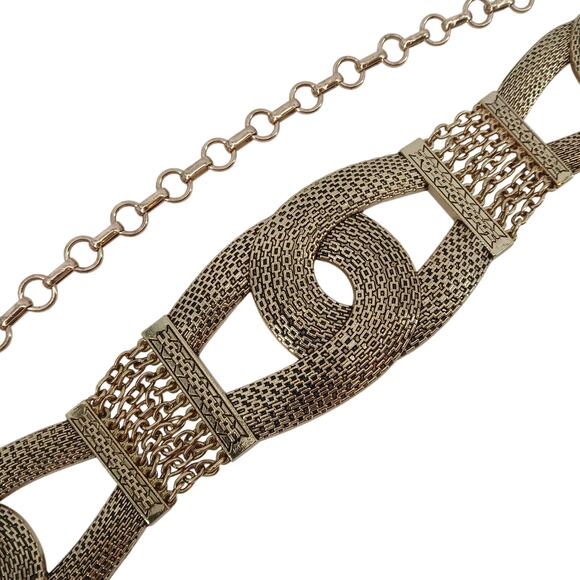 Chico's Gold Interlocking Chain Link Womens Adjustable Belt Boho Glam Mob Wife - Picture 3 of 5